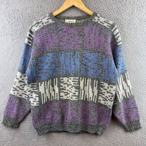 Vintage Jessica Scott Lightweight Geometric Multicolor Sweater Women M‎ USA